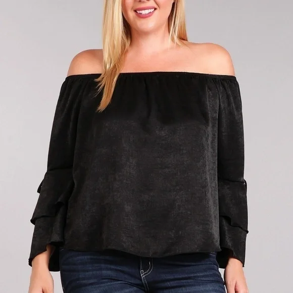 Black Off-the-Shoulder Top - Picture 3 of 4